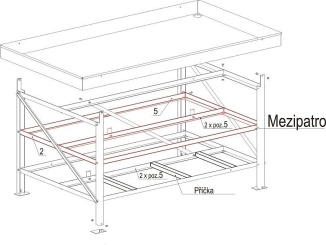 Pěstební stoly –  medziposchodie