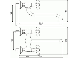 Csaptelepek – Novaservis Umyvadlová/Dřezová baterie Titania Retro II 150 mm, chrom, nástěnná, 99170/T,0
