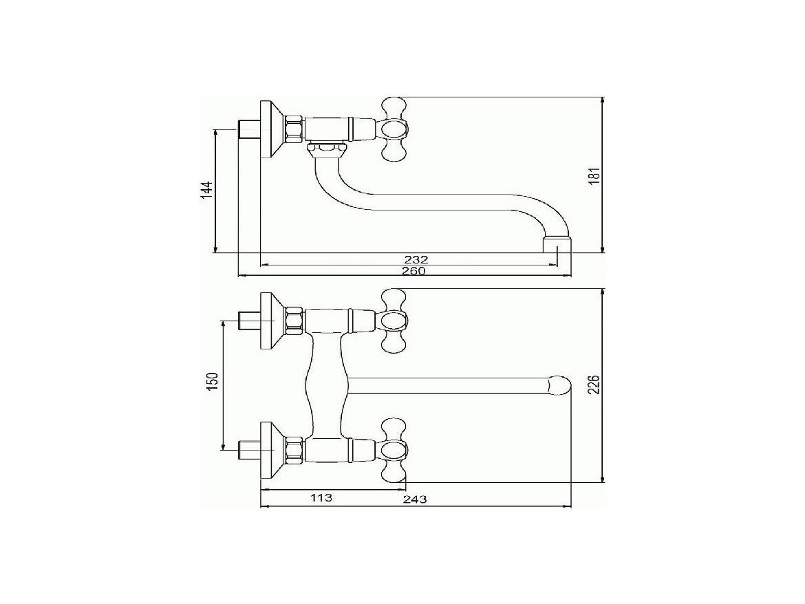 Novaservis Umyvadlová/Dřezová baterie Titania Retro II 150 mm, chrom, nástěnná,  99170/T,0