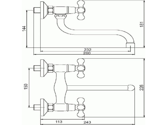 Novaservis Umyvadlová/Dřezová baterie Titania Retro II 150 mm, chrom, nástěnná,  99170/T,0