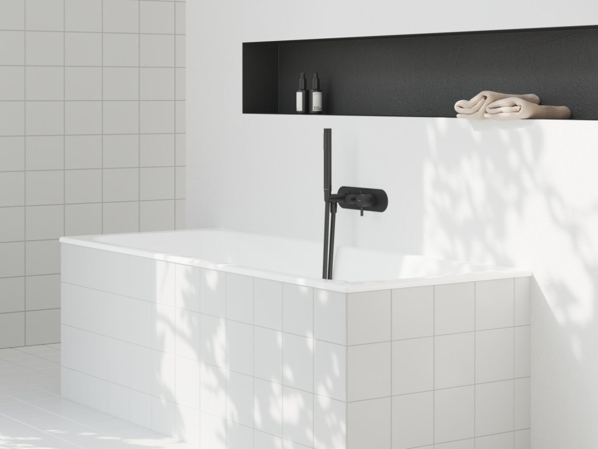 Ravak ES 068.20BLM.O3.RB07D.+S Podomítková baterie 3-cestná bez tělesa, se sprchovým setem, Black Matt