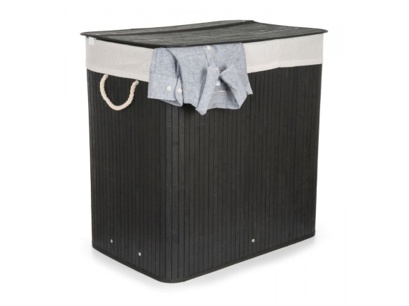 G21 Koš na prádlo  150 l s rozdělovači, bambusový černý s bílým košem