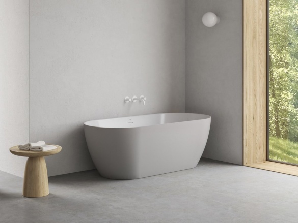 Ravak Vana Freedom O Tec 170x77 volně stojící, Alabaster Pink/bílá, krytka odtoku bílá/černá/chrom