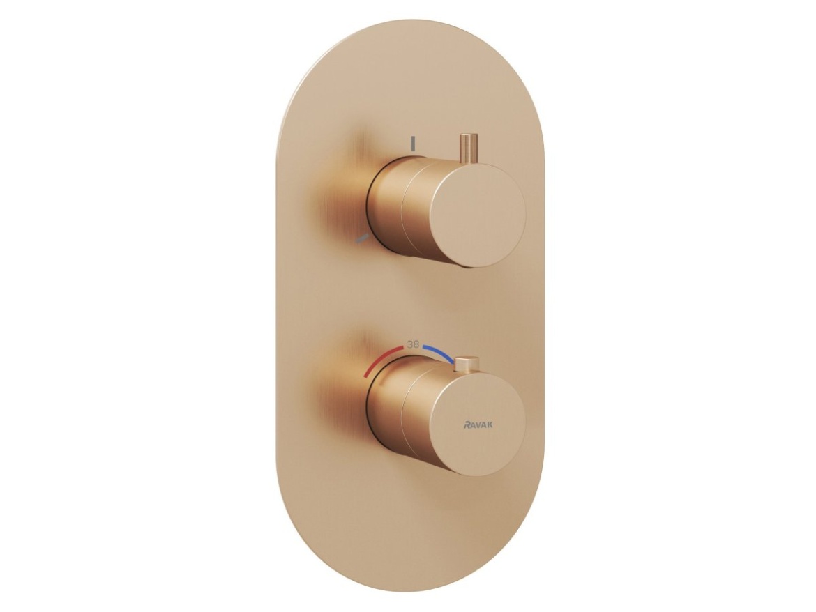 Ravak ES 067.60GLB.O3.RB07C Termostatická podomítková baterie 3-cestná bez tělesa, Gold Brushed