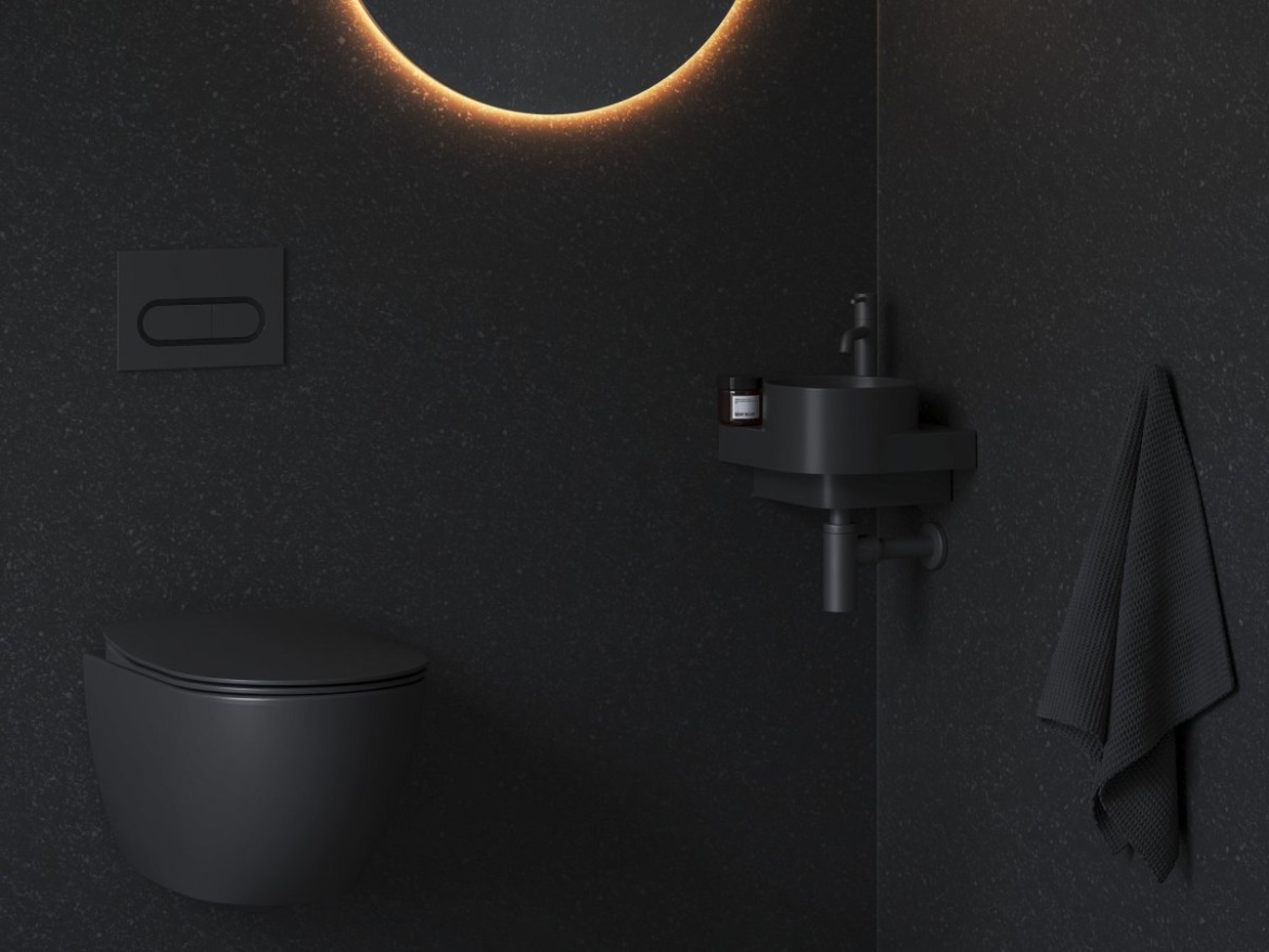 Ravak Umývátko Yard 28 C, s otvorem pro baterii, bez přepadu, antracit