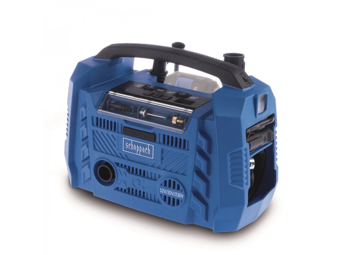 Hybridní kompresor (20 V IXES aku, 12 V, 230 V) Scheppach Air Force 6