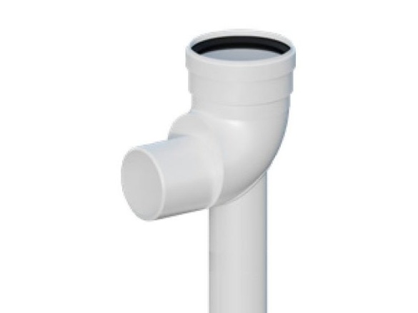 RICOM gas Redukční koleno odkouření 90° d 60 x 80, s podpěrou 500 mm, PP, Ricom Gas 1006080PB