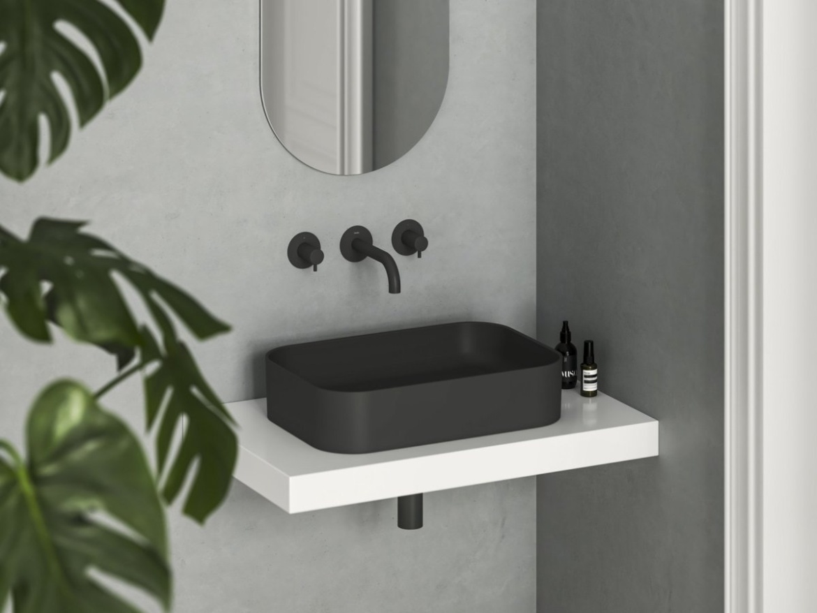 Ravak Umyvadlo Ceramic Slim R 55, bez otvoru pro baterii, bez přepadu, antracit