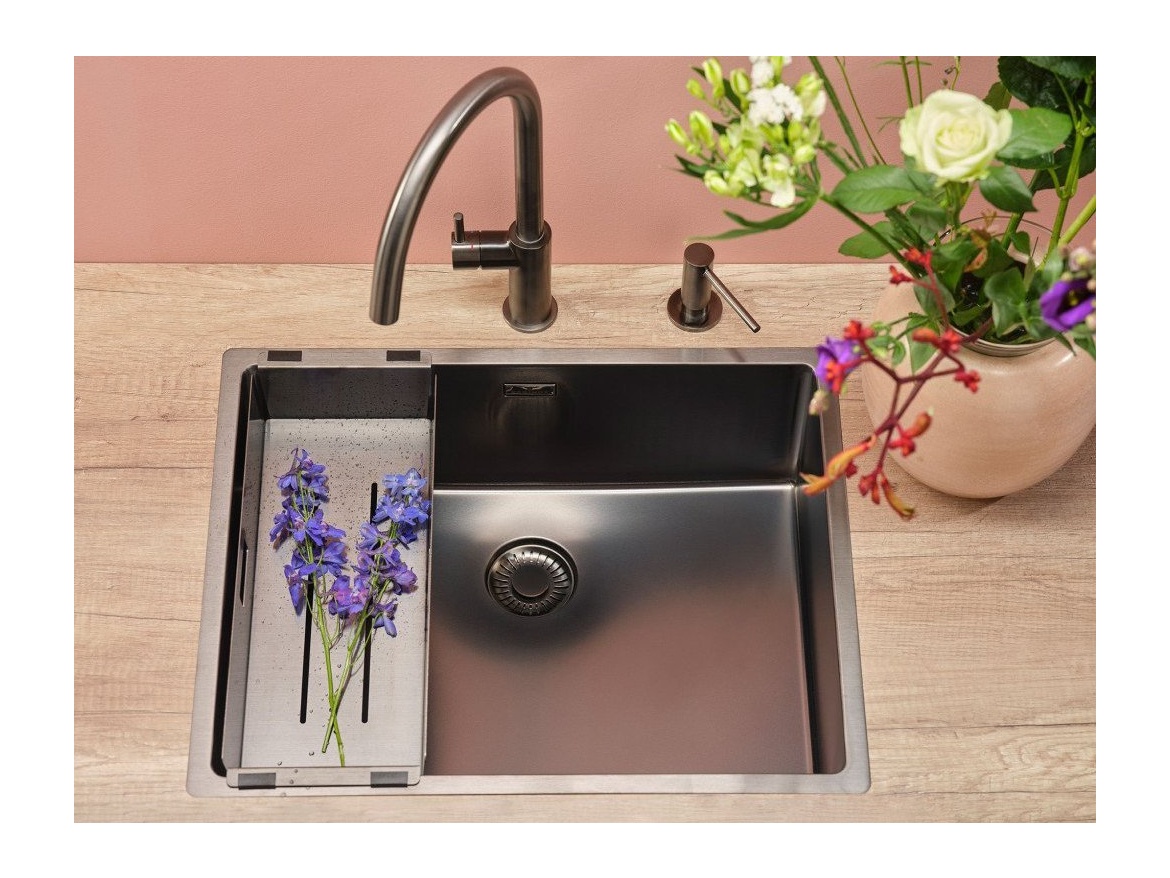 Kuchyňské dřezy Reginox SET Miami 500 Gun metal + baterie Cano + příslušenství