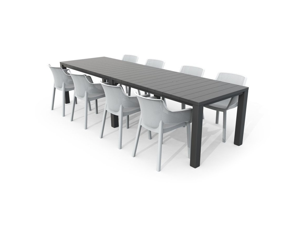 Keter Jídelní stůl  JULIE DOUBLE - 295 x 90 x 74,5 / 147,5 x 180 x 74,5 - grafitový