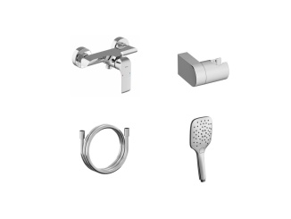 Csaptelepek –  Ravak FL 032.20BLM.+S Sprchová nástenná batéria so sprchovým setom, čierna matná