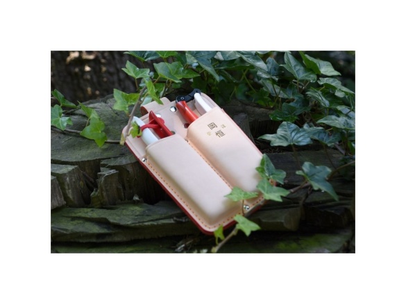 Dvojité kožené púzdro pre nožnice a náradie 109