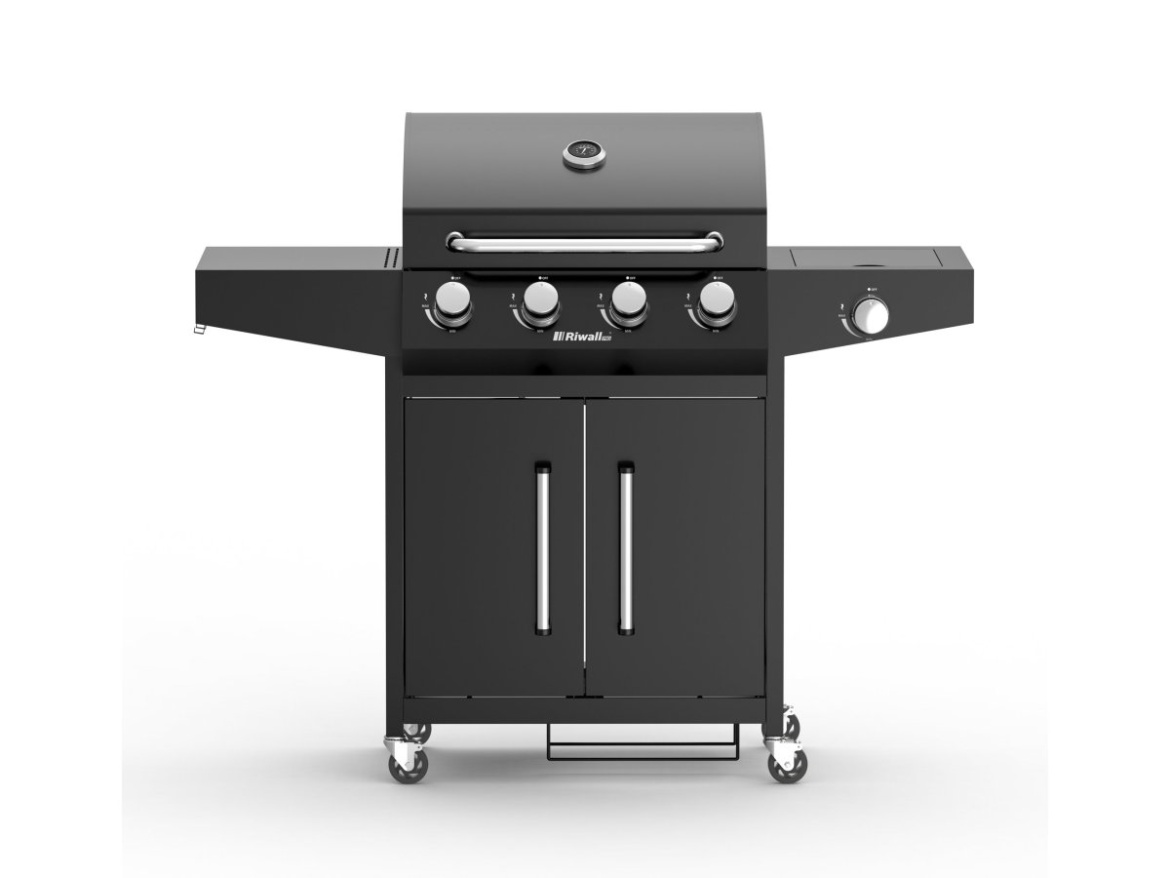 Plynový gril 15 kW se čtyřmi hořáky a bočním vařičem Riwall PRO RGG 41