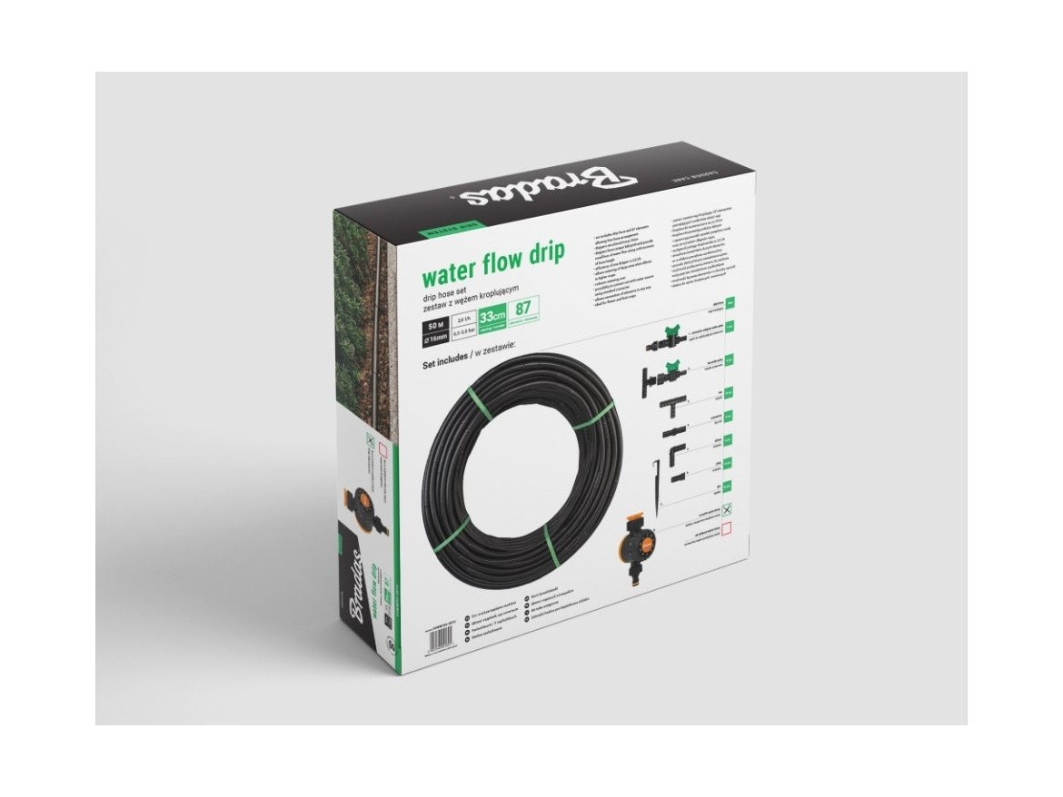 Bradas Kapková závlaha Bradas WATER FLOW DRIP - 50 m s časovačem