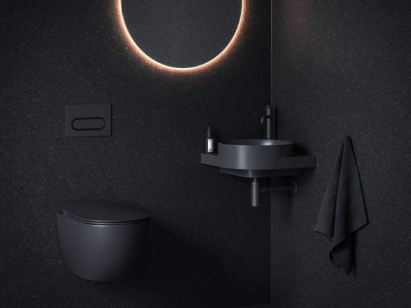 Ravak Umyvadlo Yard 45 C, s otvorem pro baterii, bez přepadu, černá matná