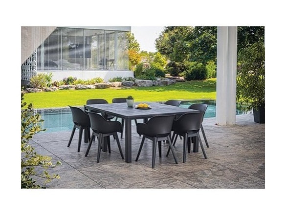 Keter Jídelní stůl  JULIE DOUBLE - 295 x 90 x 74,5 / 147,5 x 180 x 74,5 - grafitový