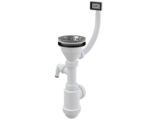 Sanitární instalace –  Alcadrain Dřezový sifon A447P s výpustí 115 mm, odpad 40/50 mm, s přípojkou, s přepadem,  A447P-DN50/40