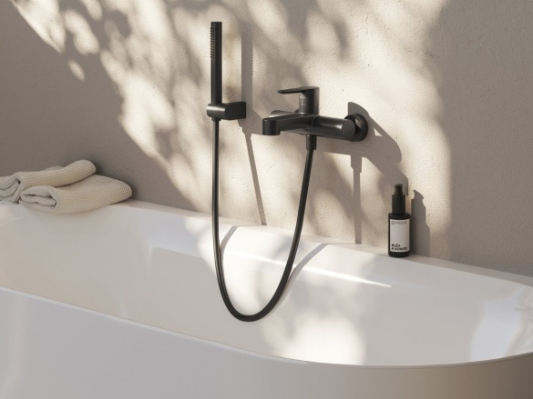 Ravak PU 022.20BLM Vanová nástěnná baterie bez sprchového setu, černá matná