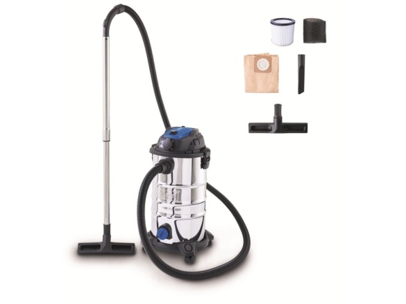 Průmyslový vysavač na suché/mokré vysávání 30 l s funkcí podtlakového čištění filtru Scheppach VC 30P-GL