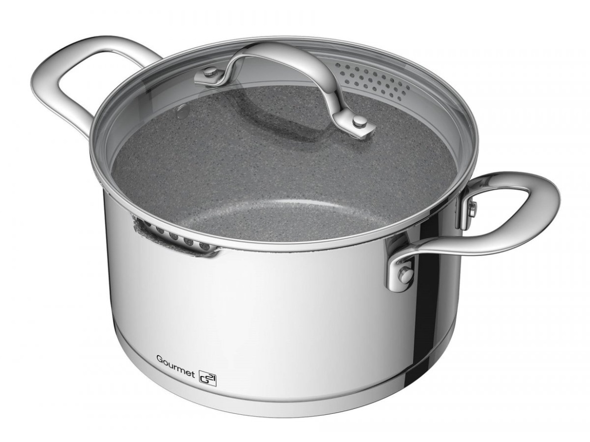 G21 Sada nádobí  Gourmet Miracle s cedníkem, 9 dílů, nerez/greblon