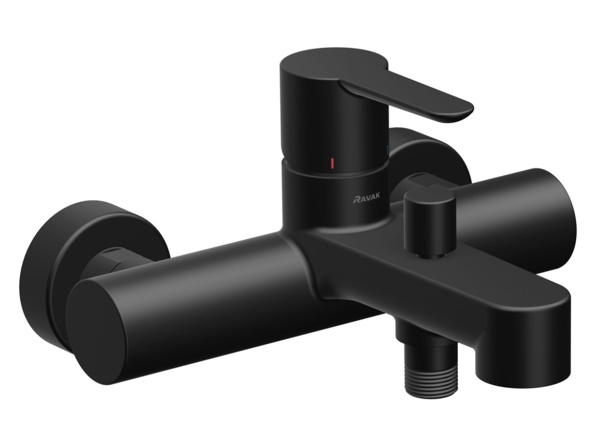 Ravak PU 022.21BLM Vaňová nástenná batéria s prepínačom, bez sprchového setu, čierna matná