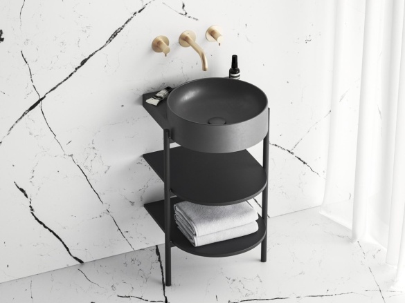 Ravak Umývadlová pileta pevná keramická Flat, čierna matná