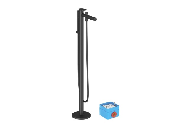 Ravak SG 080.20BLM.RB07A Vaňová batéria do podlahy pre R-box, so sprchovým setom, čierna matná