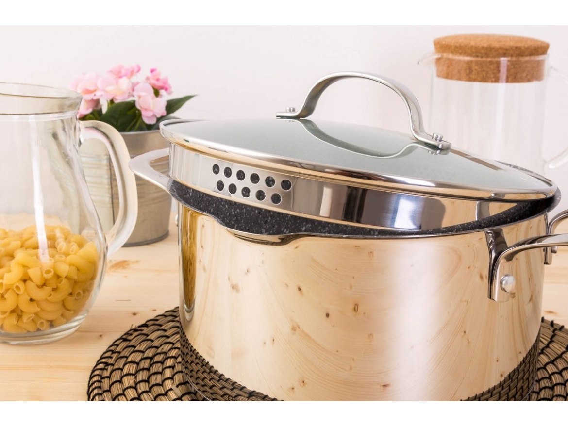 G21 Sada nádobí  Gourmet Miracle s cedníkem, 9 dílů, nerez/greblon