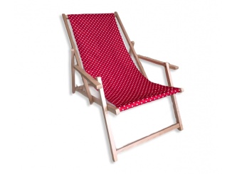 Bútor –  Fortus Zahradní lehátko klasik - červené s bílými puntíky