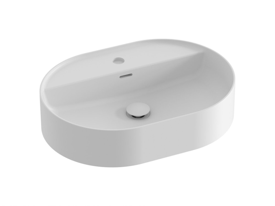 Ravak Umyvadlo Ceramic Slim Shelf O 55, s otvorem pro baterii, s přepadem, antracit