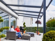 Hliníková pergola - číry/biela konštrukcia Gutta Terrassendach Premium
