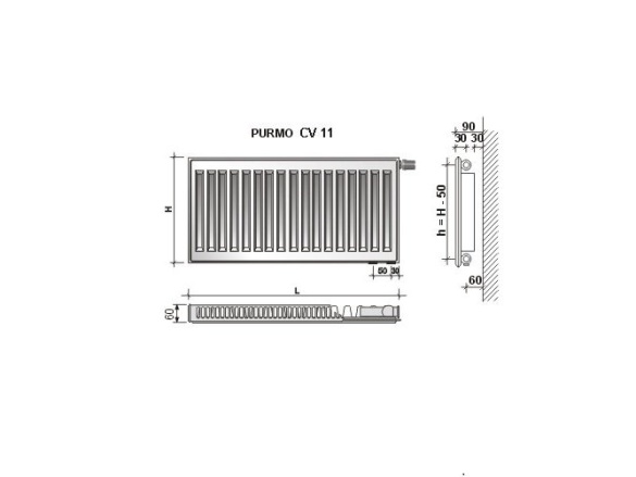 Purmo Radiátor Ventil Compact CV 11 500 x 1000 mm, Purmo F071105010010300