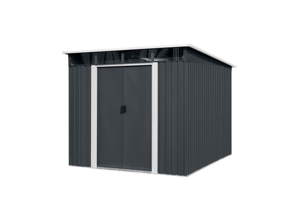 Zahradní domek kovový 2,4 x 2,8 m s pultovou střechou antracit Riwall PRO RMSP 9x8 Anthracite LUX