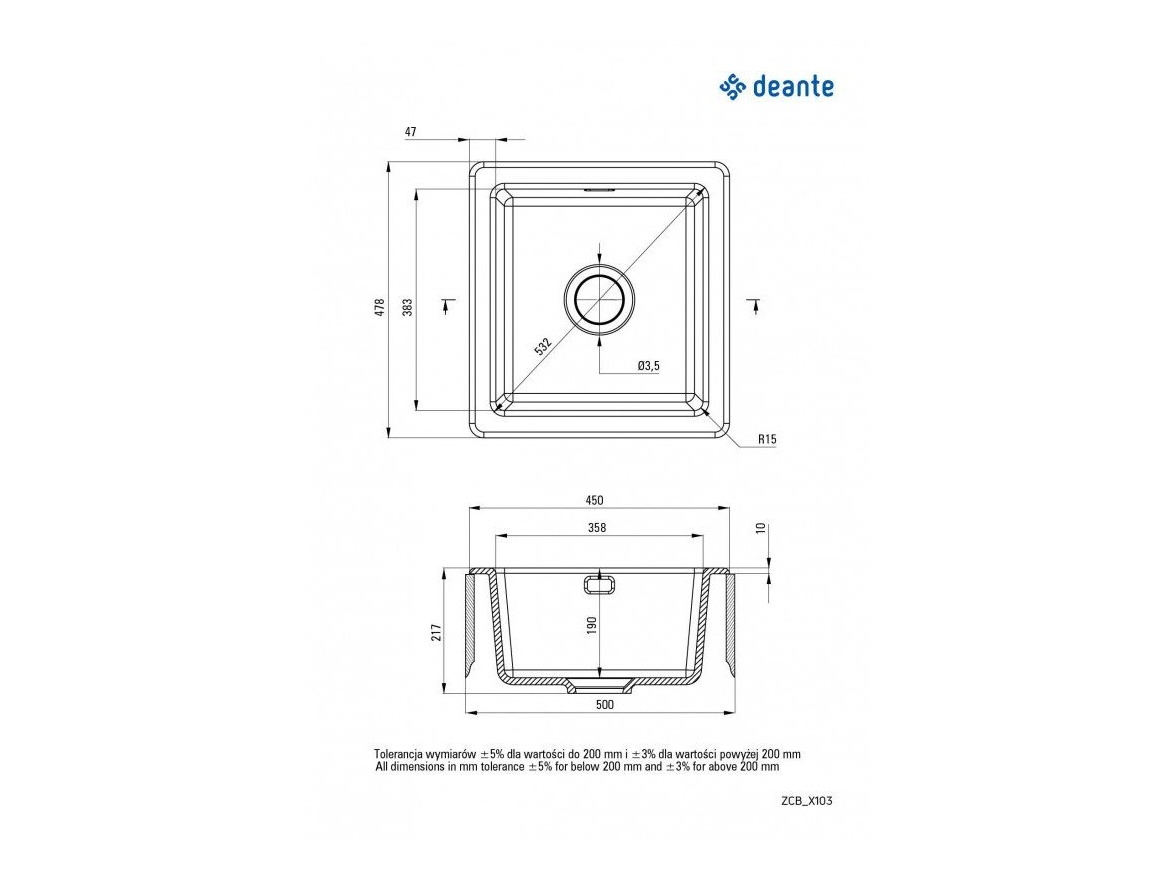 Kuchyňské dřezy Deante Sabor 450
