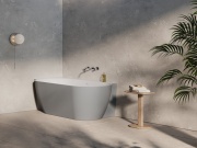 Ravak Vana Freedom Corner II Tec 175x86 L, volně stojící, Deepsea Blue/bílá, krytka odtoku bílá/černá/chrom