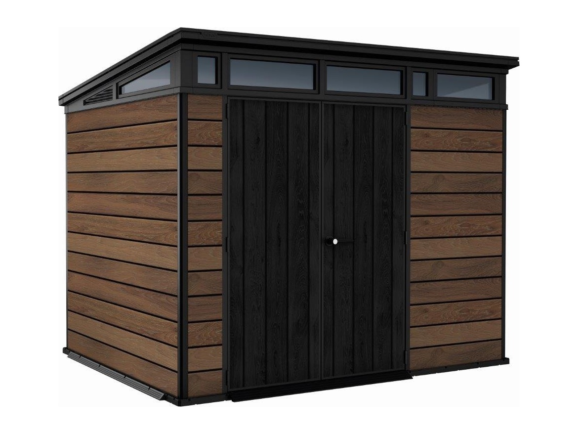 Plastový záhradný domček Keter Signature 9x7 Walnut, s podlahou