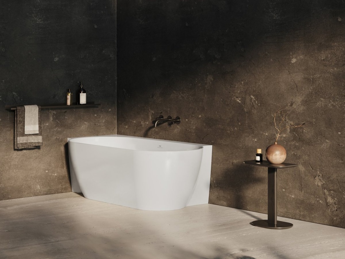 Ravak Vana Freedom Corner II Tec 175x86 P, volně stojící, bílá, krytka odtoku bílá/černá/chrom