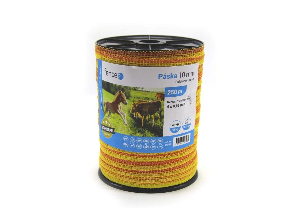 Scobax Páska pro elektrický ohradník, průměr 10 mm, 250 m, žluto-oranžové