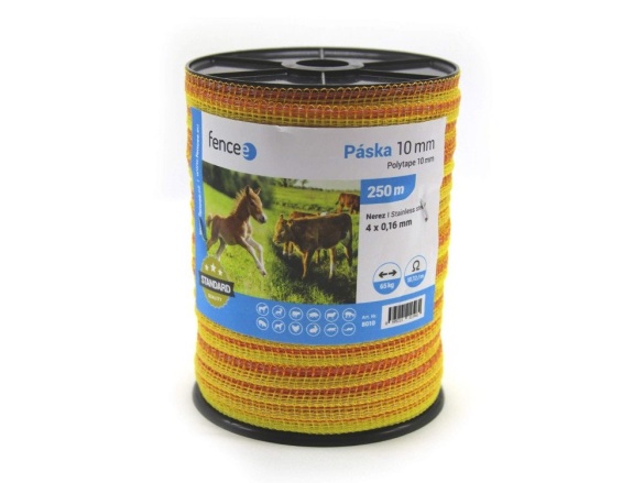 Scobax Páska pro elektrický ohradník, průměr 10 mm, 250 m, žluto-oranžové