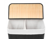 G21 Koš na prádlo  105 l s rozdělovačem, bambusový černý s bílým košem