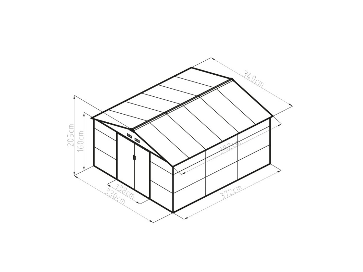 Plechový záhradný domček G21 GAH 1300 - 340 x 382 cm, antracitový