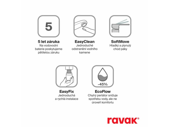 Ravak CR II 014.02CR Umyvadlová stojánková baterie 165 mm bez výpusti, chrom