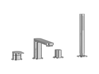 Vodovodné batérie –  Ravak CR II 026.00CR Vaňová 4-otvorová batéria na okraj vane so sprchovým setom, chróm
