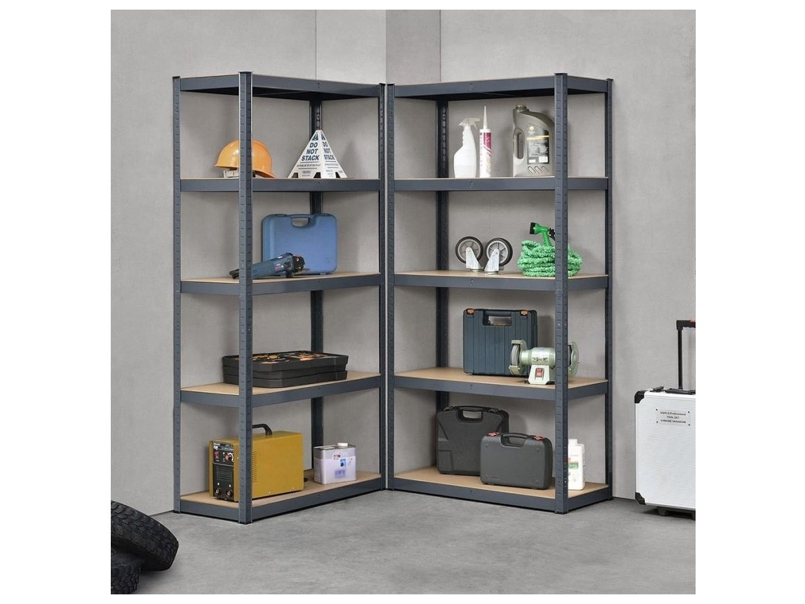 Garden Line Kovový úložný regál černý GardenLine - 5 polic 180 x 90 x 40 cm max 175 kg na polici