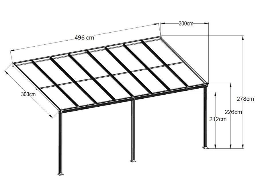 Hliníková pergola + čirý PC Lanit Plast Wall