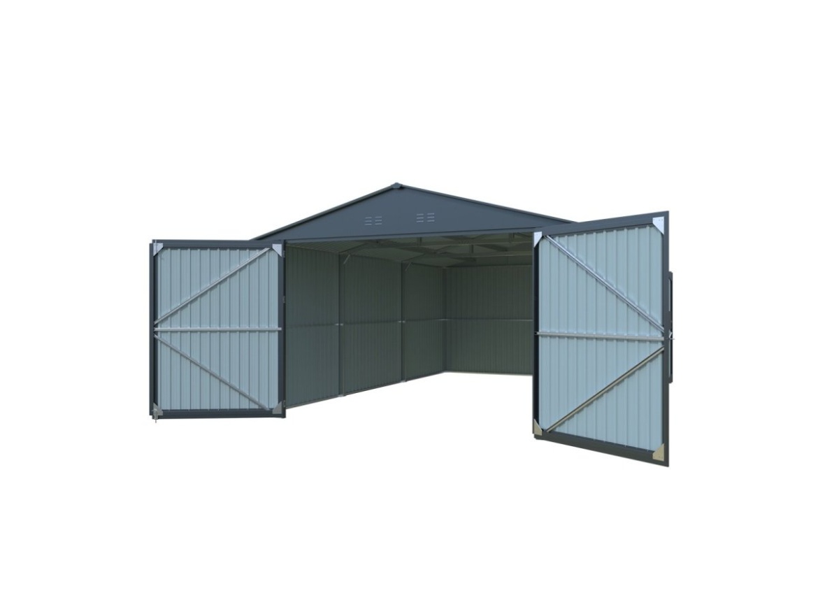 Fém garázs 3,8 x 6 m nyeregtetővel, antracit színű Riwall PRO RMCG 20x13 Anthracite