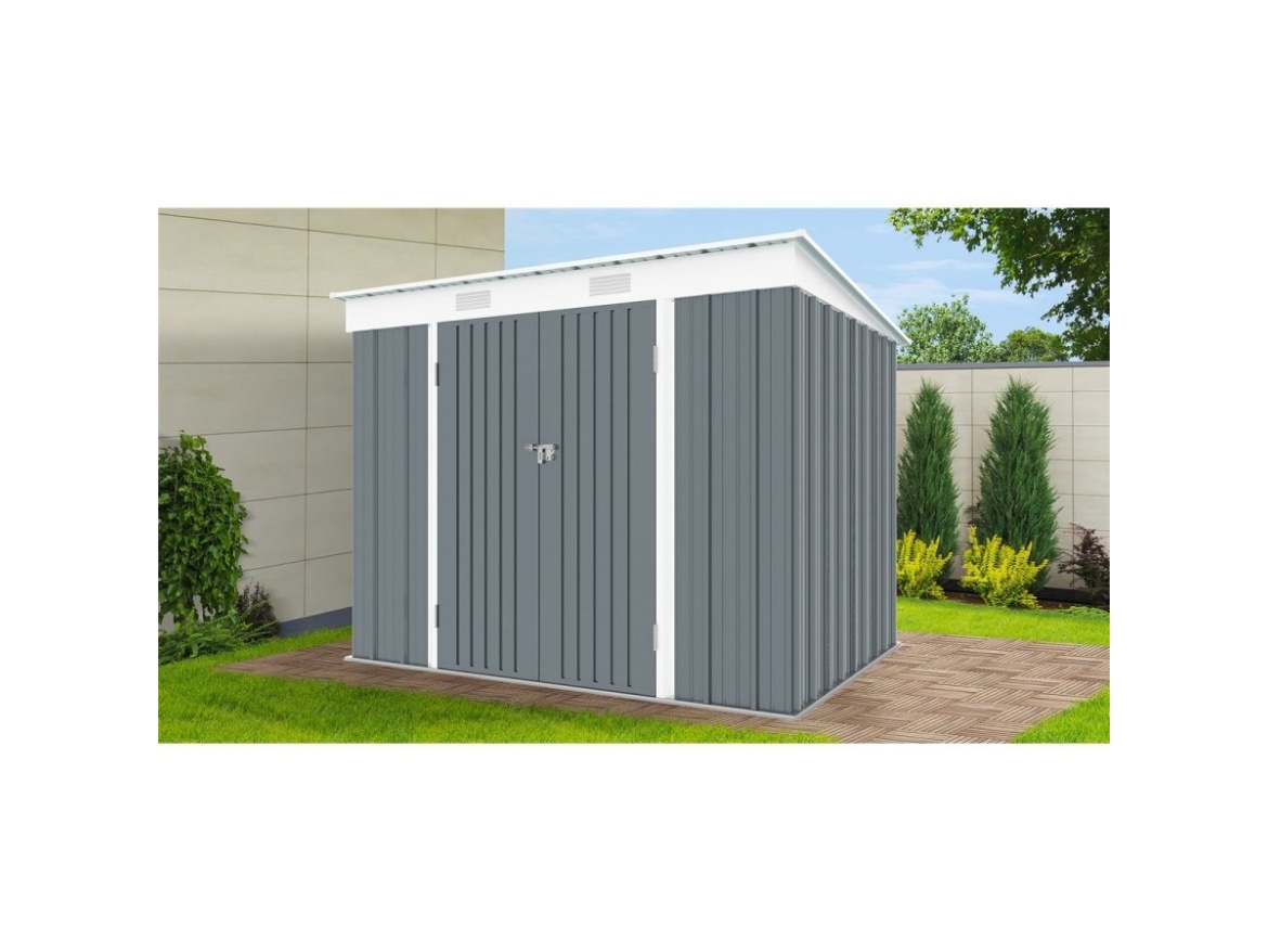 Zahradní domek kovový 2,4 x 1,8 m s pultovou střechou antracit Riwall PRO RMSP 6x8 Anthracite