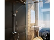 Ravak TE 091.00CR Sprchový sloup s termostatickou baterií, posuvný, se sprchovým setem, chrom