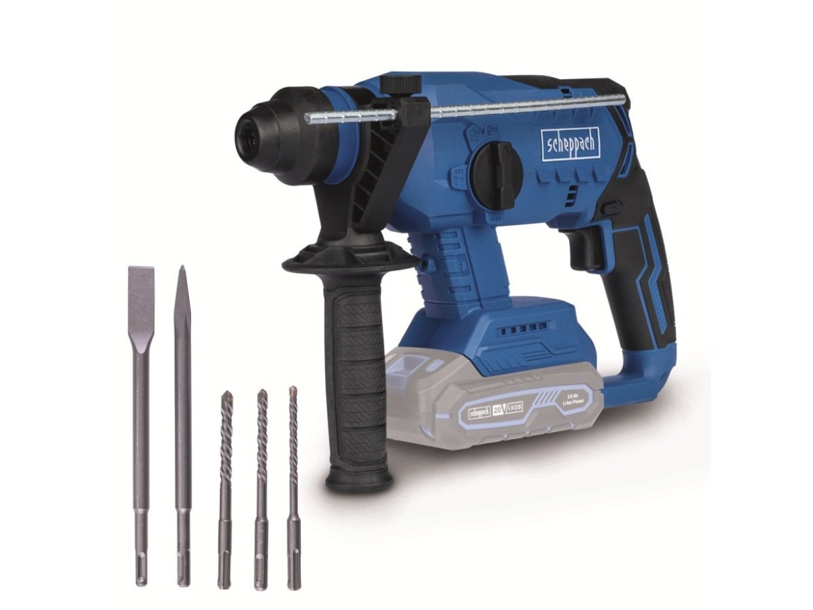 20 V IXES aku vrtací/sekací kladivo (bez baterie a nabíječky) Scheppach BC-RHD230-X