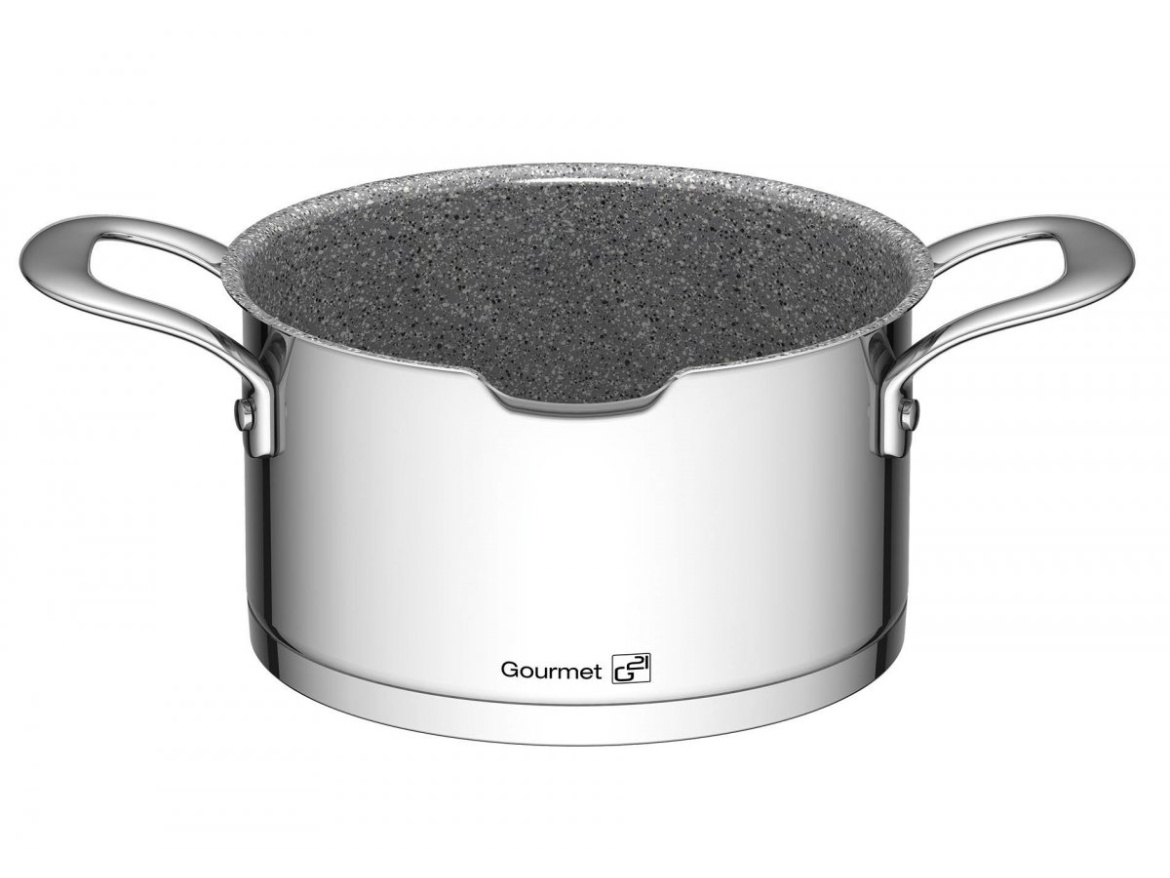 G21 Sada nádobí  Gourmet Miracle s cedníkem, 9 dílů, nerez/greblon